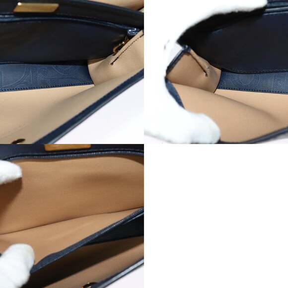 DIOR Trotter Canvas Shoulder Bag Pvc Navy Gold - Picture 12 of 12